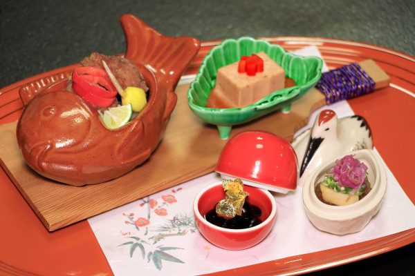 前菜（福唐揚 胡桃豆腐 黒豆 数の子）