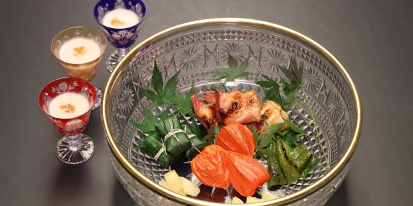 焼物八寸(きんき 鰻 摺り流し)